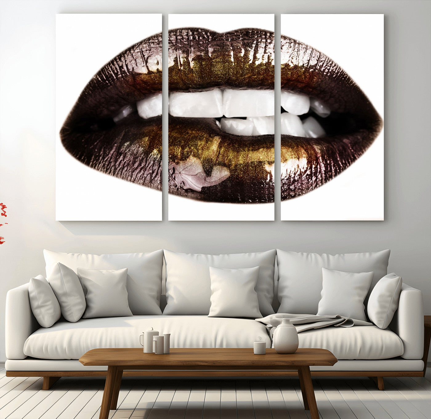 -Close Up Lips Wall Art Canvas Print