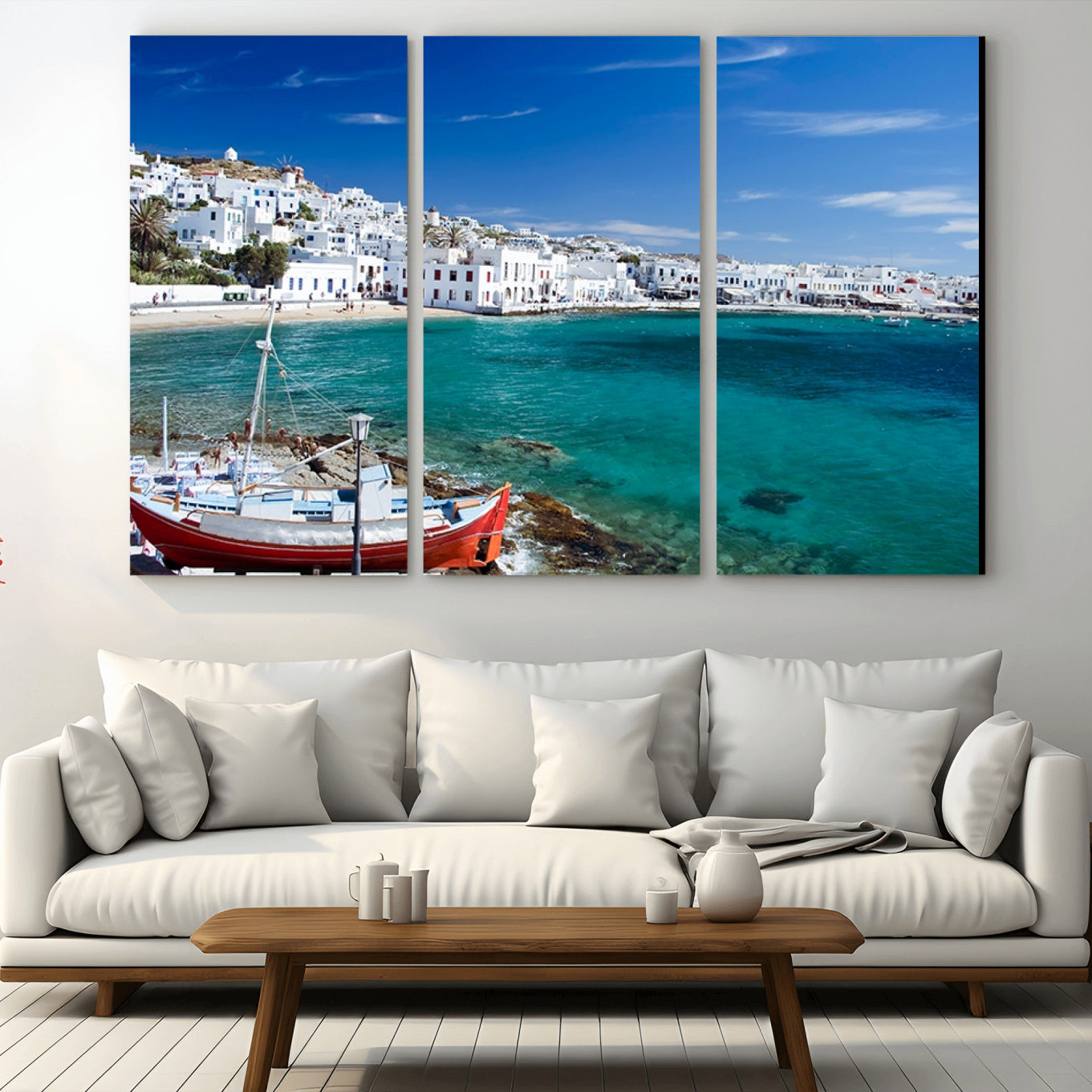 45428-MGV-CV-48X32-3P-Santorini Wall Art Canvas Print