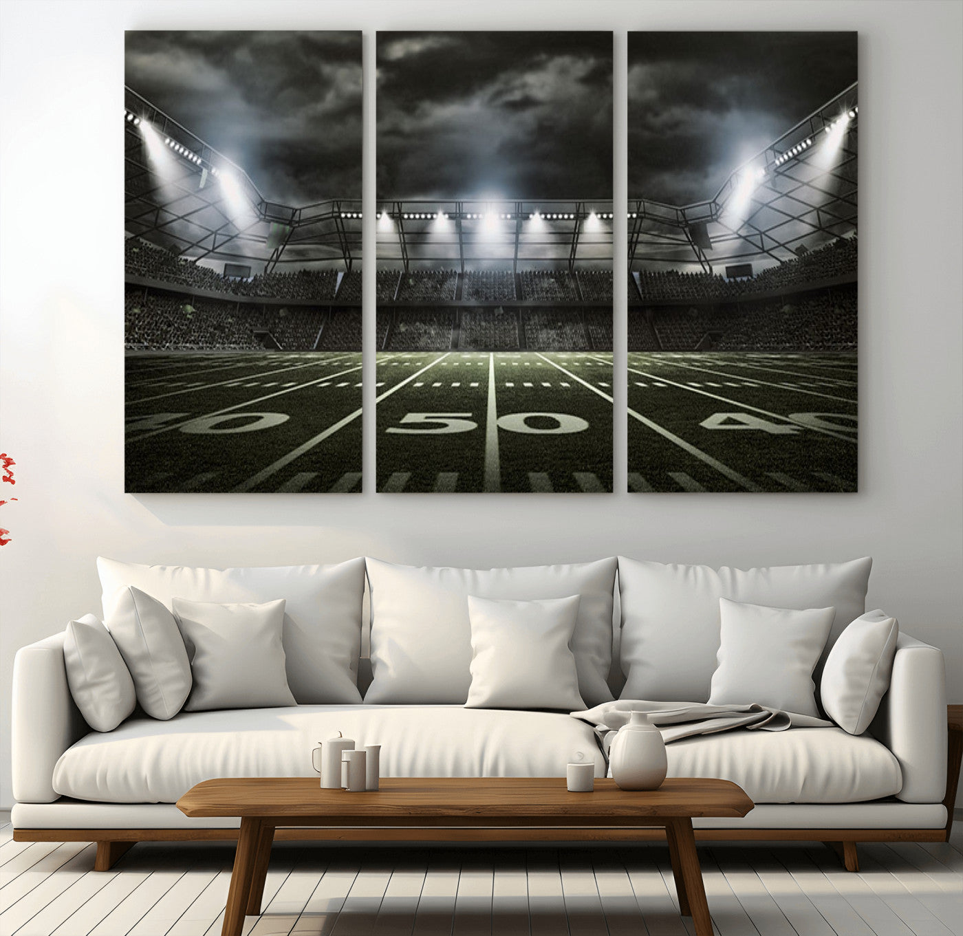 90107-MGV-CV-48X32-3P-American Football Stadium Wall Art Canvas Print, Stadium Sport Wall Art Print