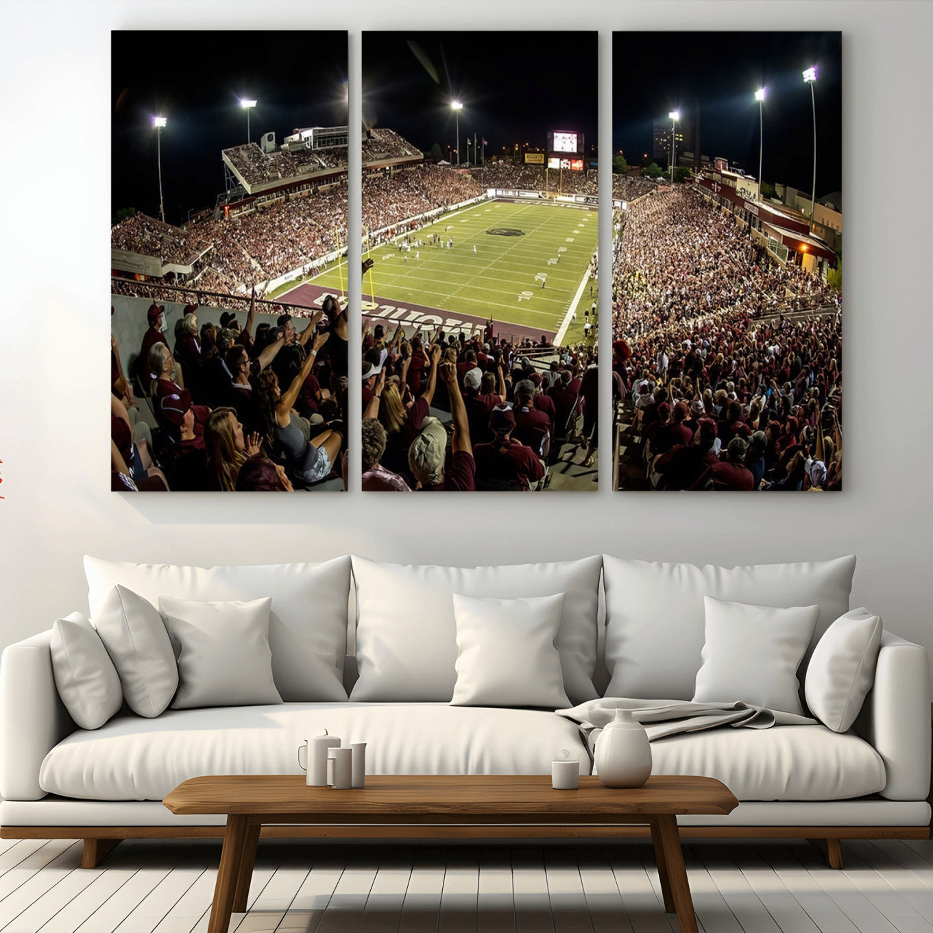 -Washington-Grizzly Stadium Canvas Wall Art – Exciting Game Night Atmosphere Captured in Panoramic