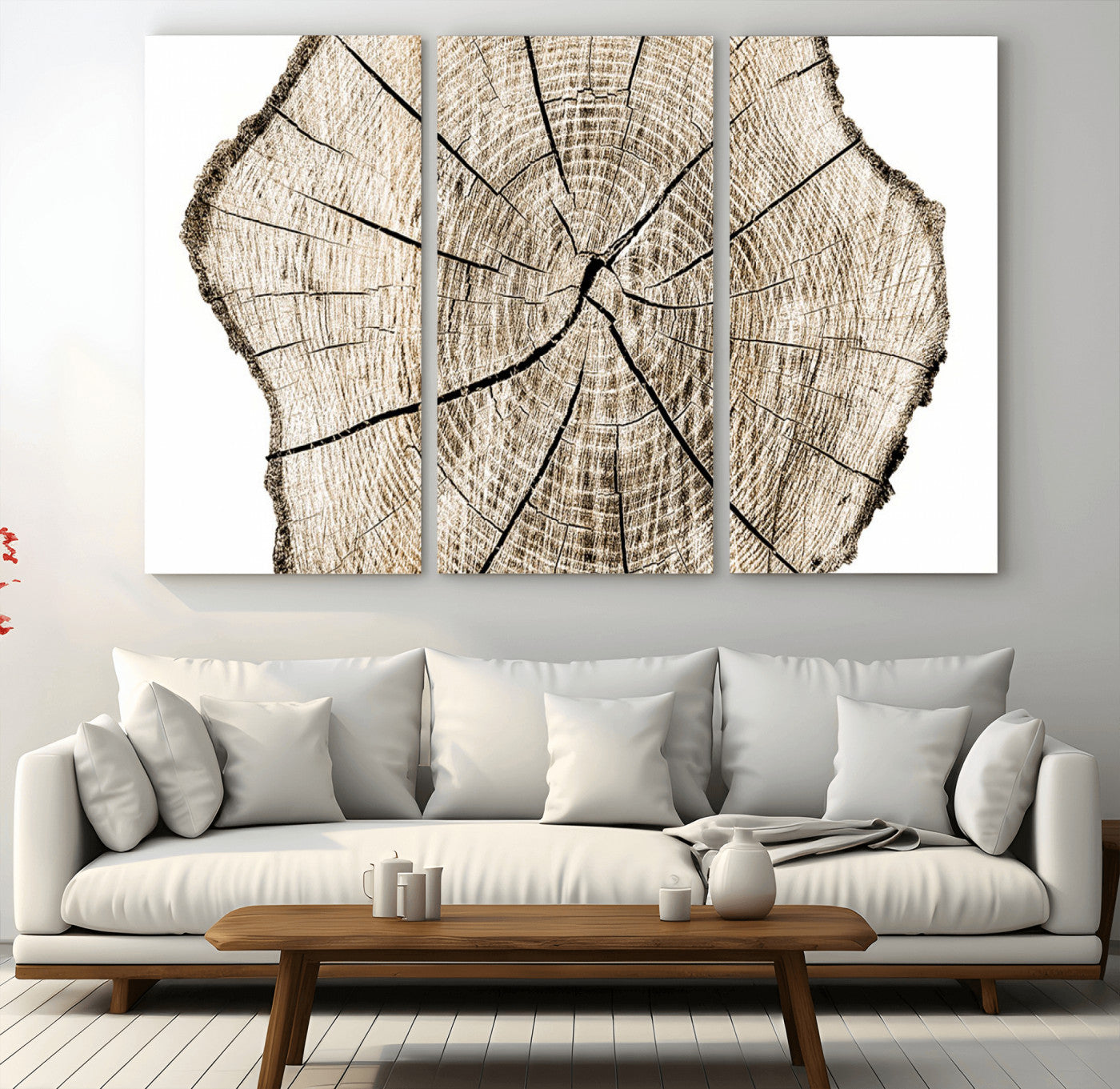 12450-MGV-CV-36X24-Abstract Wood Tree Ring Wall Art - Ready to Hang Minimalist Wooden Design for Rustic & Contemporary