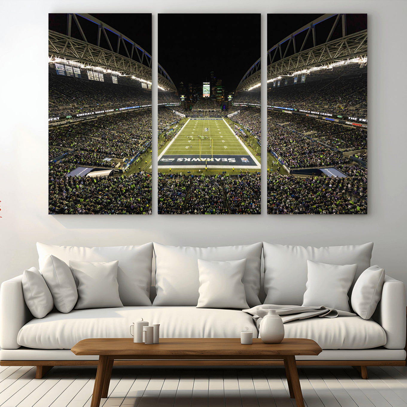 81900-MGV-CV-36X24-Seattle Seahawks Football Team Print Wall Art - Seattle Century Link Field Stadium Wall Art Canvas