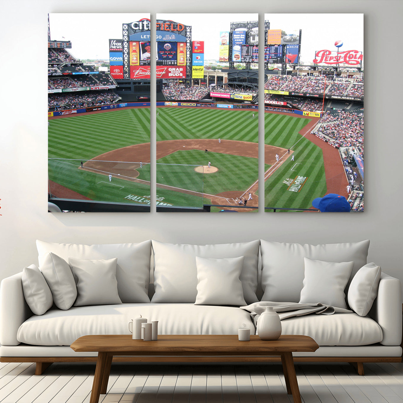 64829-MGV-CV-36X24-New York Mets Baseball Team Print - Citi Field Baseball Stadium Wall Art Canvas Print
