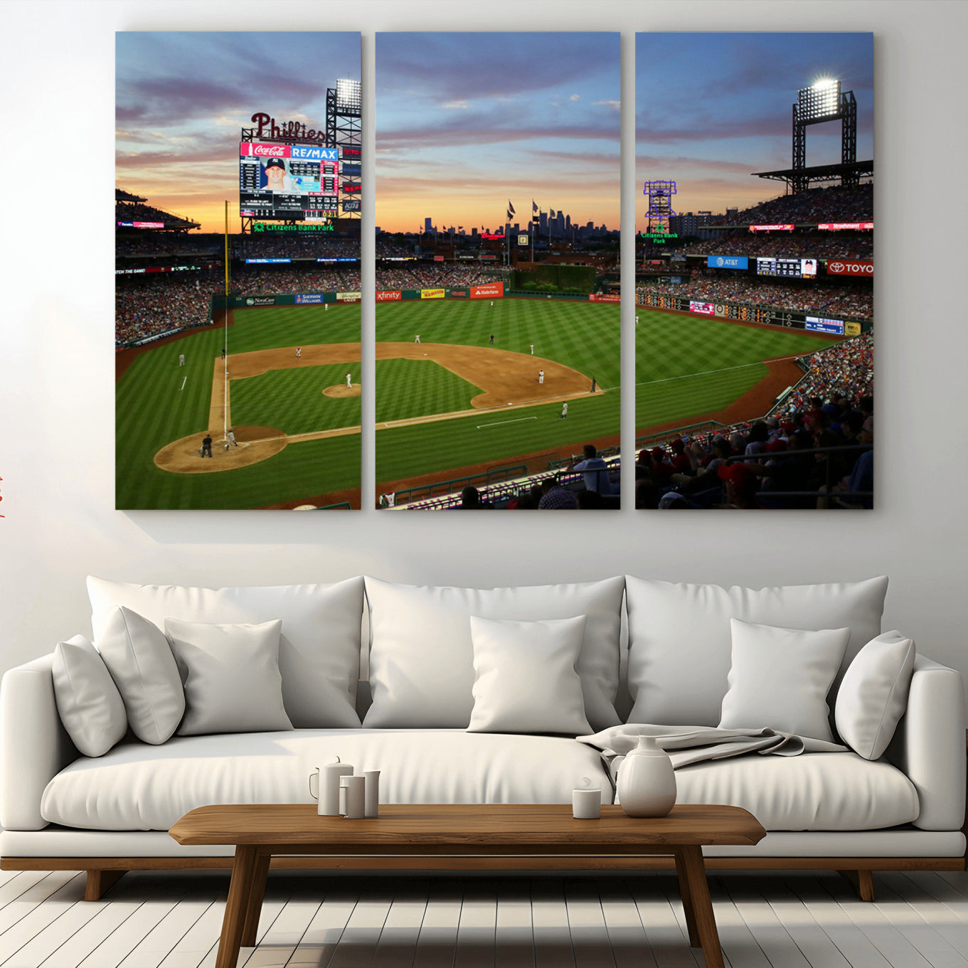 -Citizens Bank Park Philadelphia Phillies Wall Art Canvas | 3-Panel Canvas Print of Phillies Stadium