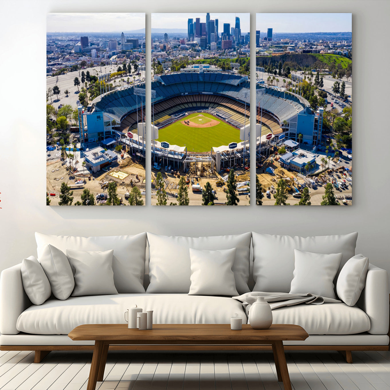 58596-MGV-CV-36X24-Los Angeles Dodgers Dodger Stadium Wall Art Canvas Print - MLB Baseball Stadium, Framed Los Angeles