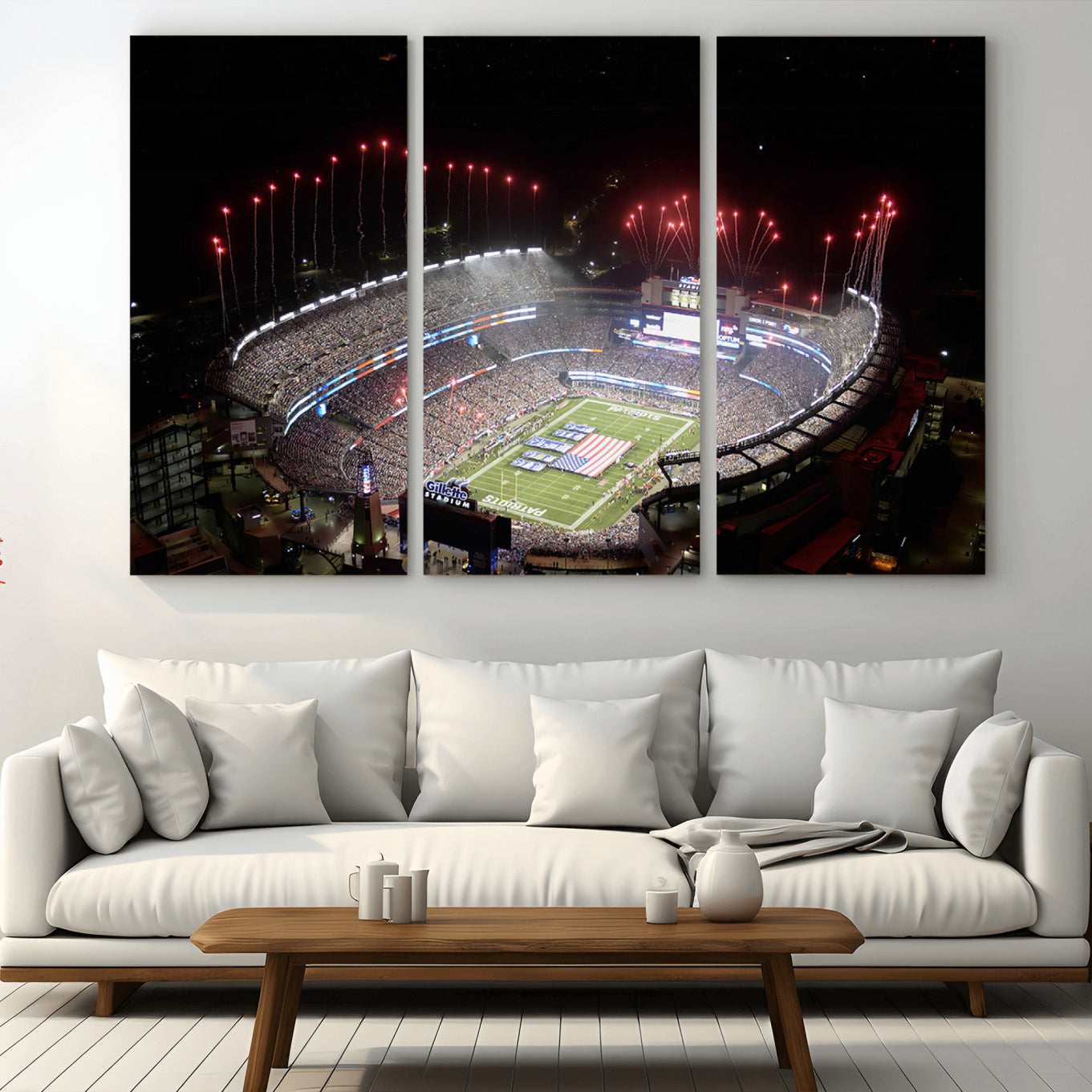 89988-MGV-CV-36X24-New England Patriots Team Print Wall Art- Foxborough Gillette Stadium Wall Art Canvas Print