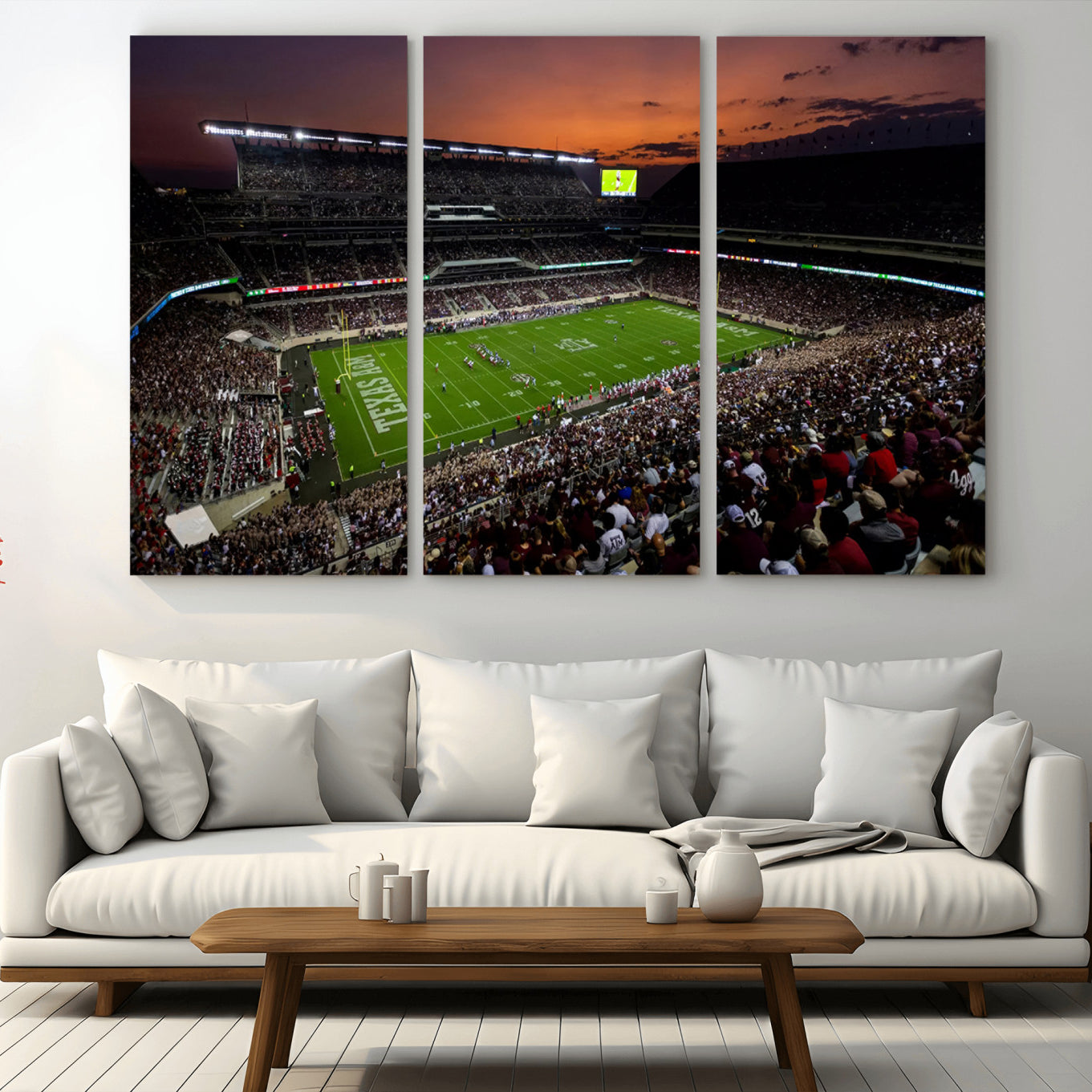 45603-MGV-CV-36X24-Texas A&M University Aggies Football Team Print - College Station Kyle Field Stadium Wall Art Canvas