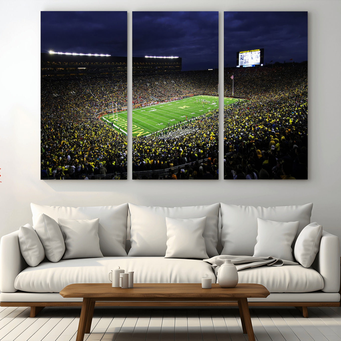 15448-MGV-CV-36X24-Michigan Wolverines Football Canvas Wall Decor, Football Team Print - Ann Arbor Michigan Stadium