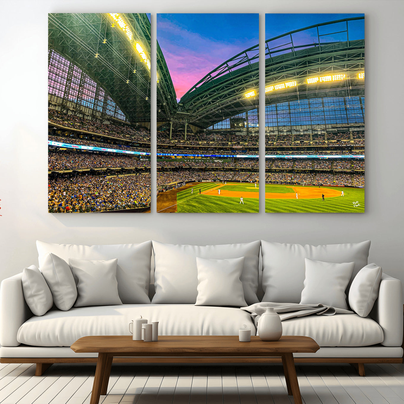 17006-MGV-CV-36X24-Milwaukee Brewers Baseball Team Print Canvas- American Family Field Stadium Wall Art Canvas Print