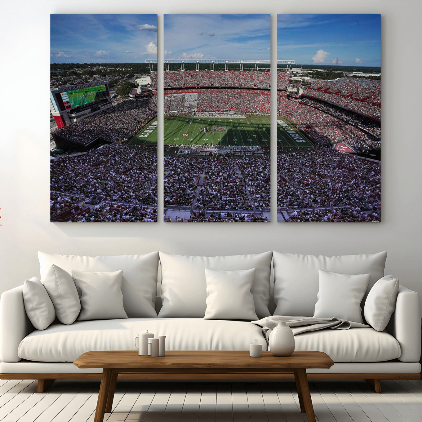 83382-MGV-CV-36X24-South Carolina Gamecocks Football Team Print - Columbia Williams-Brice Stadium Wall Art Canvas Print