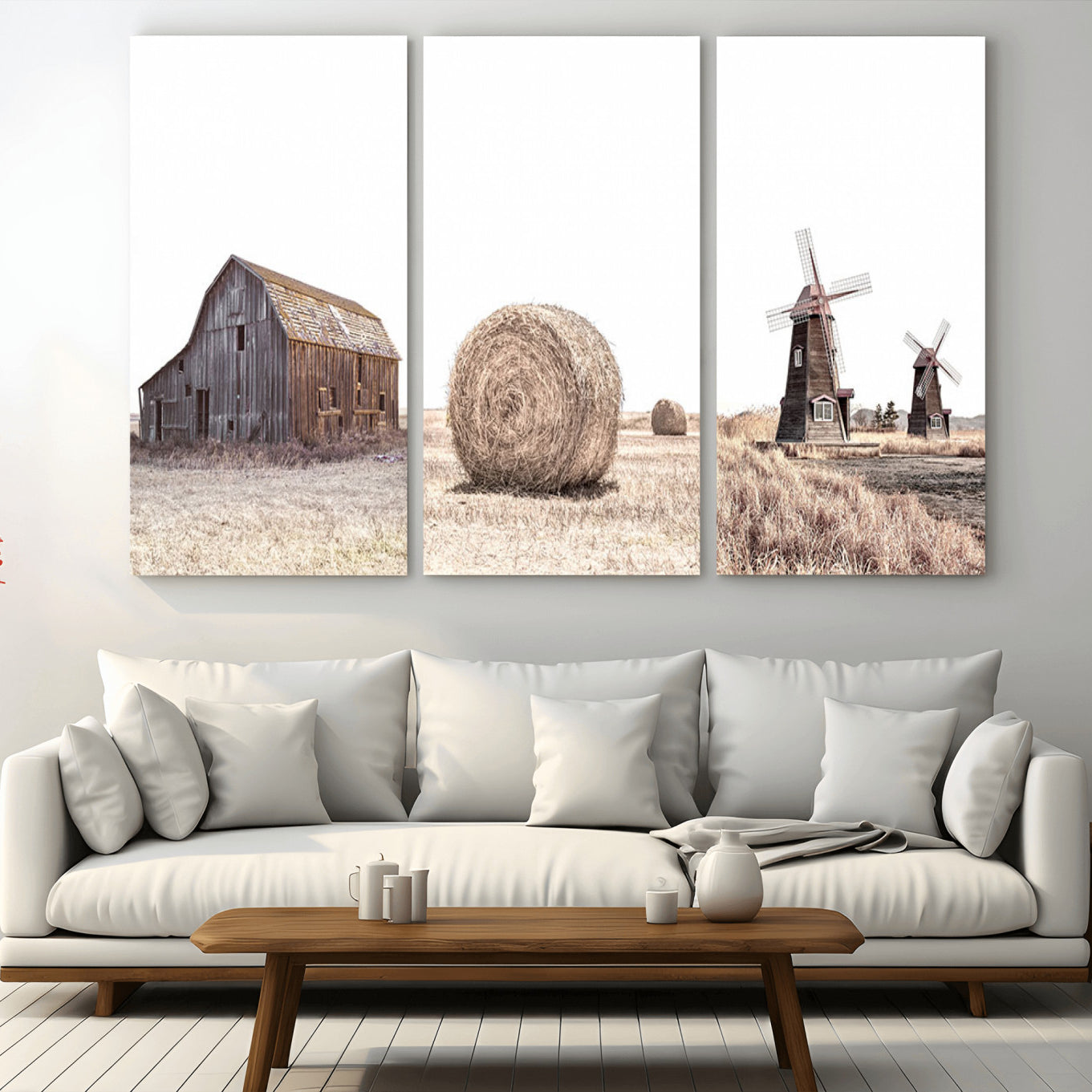 94971-MGV-CV-36X24-Farm Prints Set, Set of 3 Farmhouse Wall Art, Country House Decor