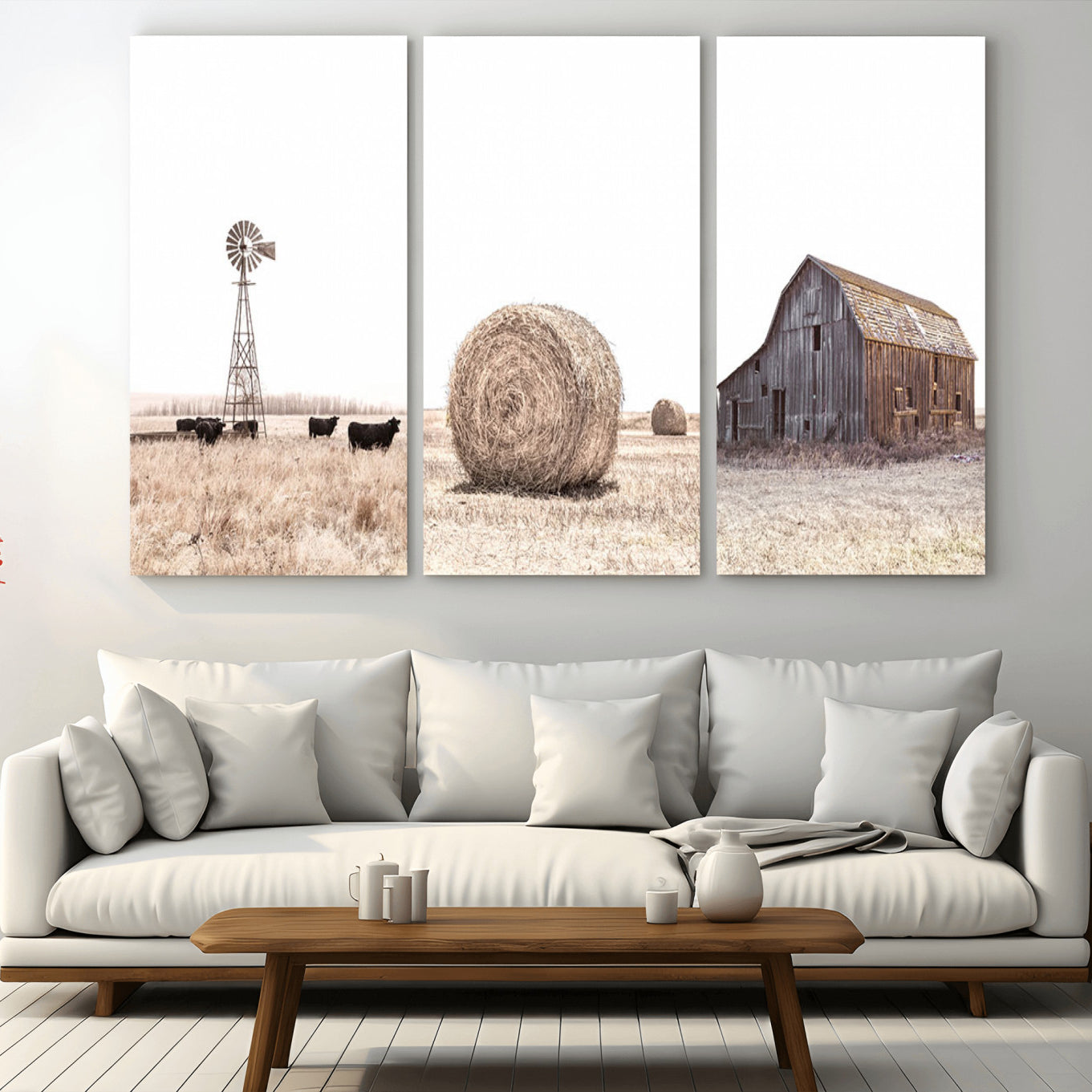 30918-MGV-CV-36X24-Farm Prints Set, Set of 6 Farmhouse Wall Art, Country House Decor, Barn Print, Wheat Print,