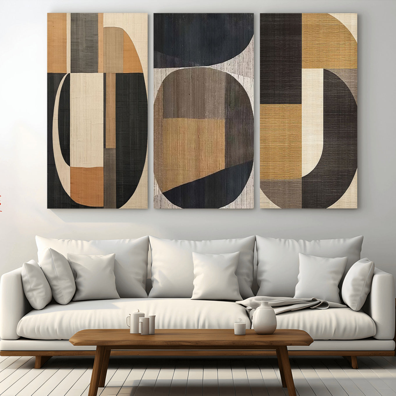 84035-MGV-CV-36X24-Modern Brown Wabi Sabi Wall Art Canvas Print Set – Framed Minimalist Abstract Artwork for Home, Office Decor