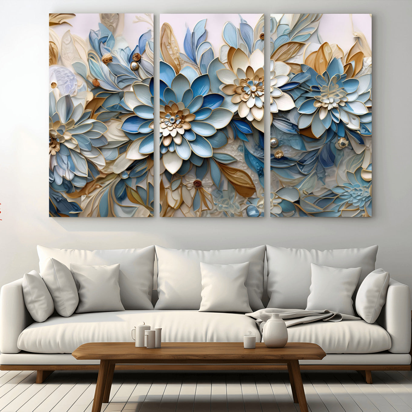 -Blu Abstract Flower Wall Art Canvas Print