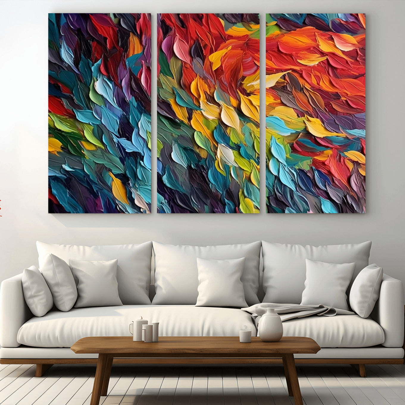 41557-MGV-CV-36X24-Vibrant Abstract Leaf Wall Art Canvas Print | Bold Colorful Canvas for Living Room or Office | Ready