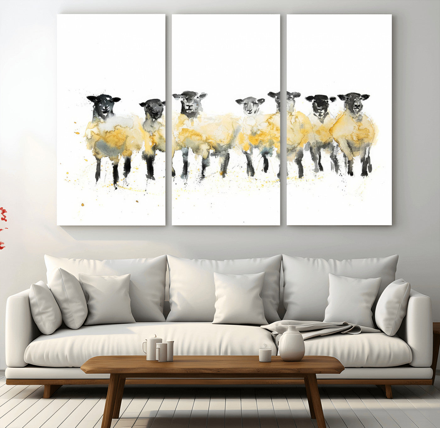 72612-MGV-CV-48X32-3P-Farmhouse Wall Art Sheep Print | Ready to Hang Framed Canvas | Rustic Barn Decor