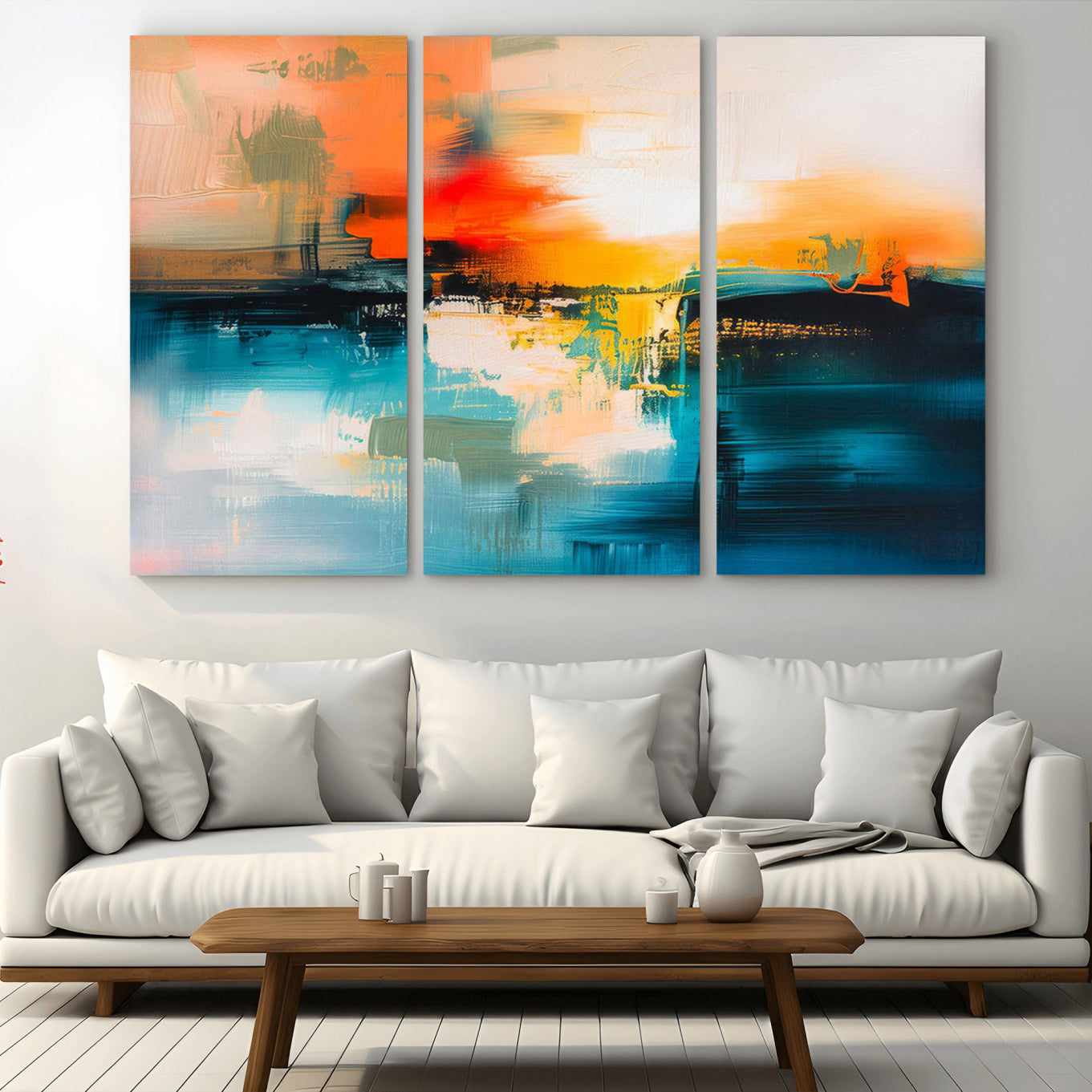 37083-MGV-CV-48X32-3P-Colorful Abstract Wall Art | Bold Modern Canvas Print | Ready to Hang and Framed for Living Room or