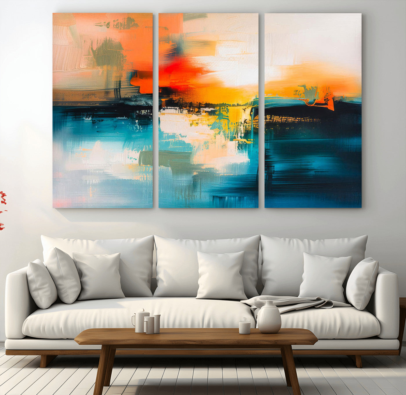 37083-MGV-CV-48X32-3P-Colorful Abstract Wall Art | Bold Modern Canvas Print | Ready to Hang and Framed for Living Room or