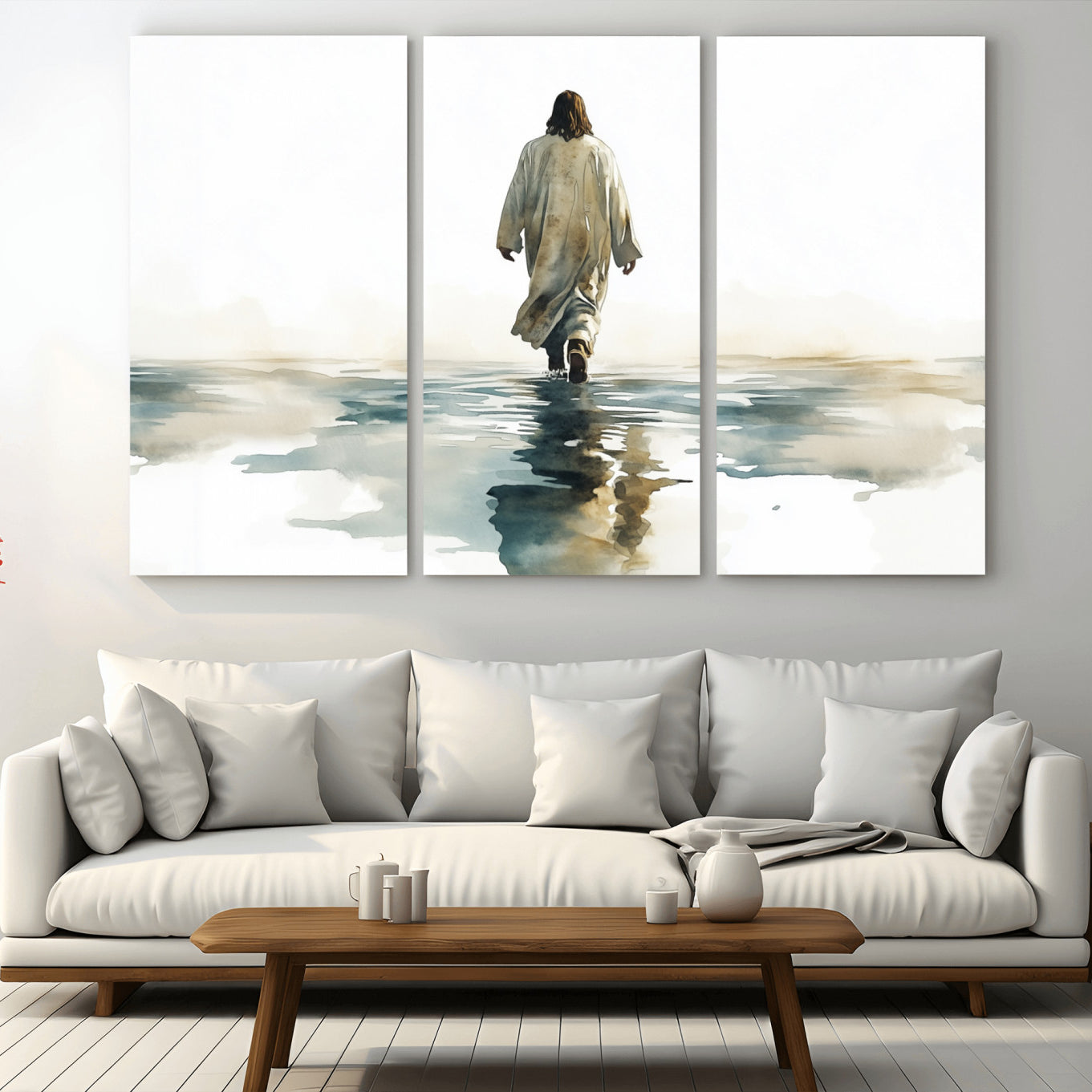 -Abstract Jesus Wall Art Canvas Print, Christian Wall Art, Jesus Christ Walking