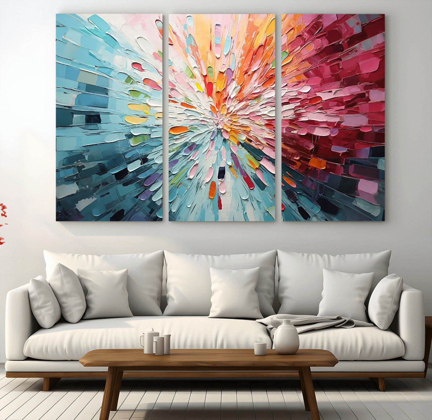 47065-MGV-CV-36X24-Radiant Bloom Abstract Floral Wall Art Canvas Print - Colorful Burst - Modern Living Room Decor -