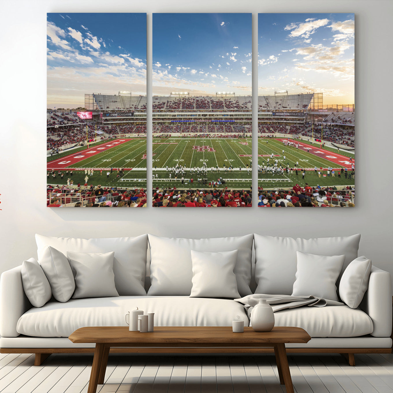 -Framed Houston Cougars Football Team Print - Houston TDECU Stadium Wall Art Canvas Print