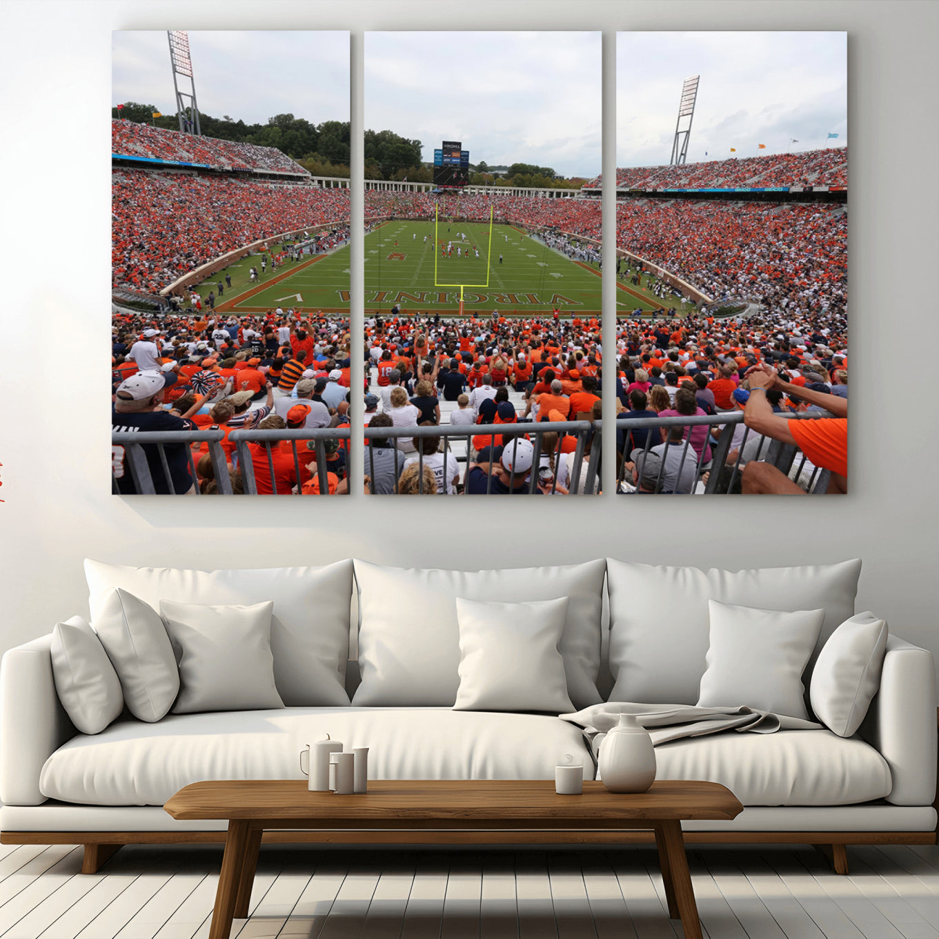 63606-MGV-CV-36X24 - Virginia Cavaliers Football Team Print - Charlottesville Scott Stadium Print Wall Art Canvas