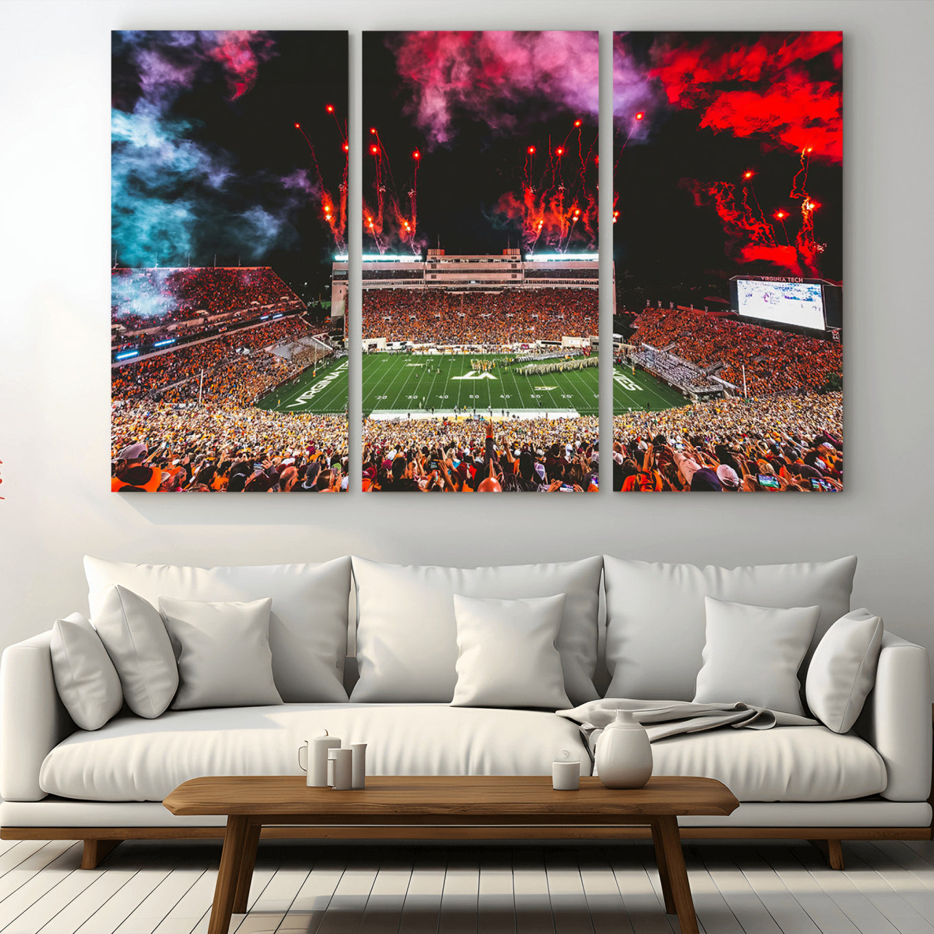 -Virginia Tech Hokies Football Team Print - Blacksburg Lane Stadium Wall Art Canvas Print