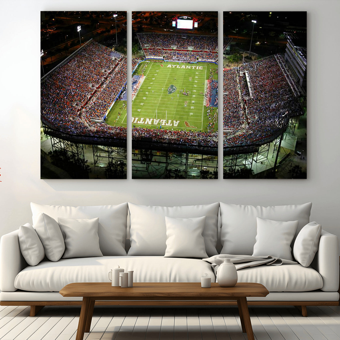 -Florida Atlantic University Owls Football Team Print - Boca Raton FAU Stadium Wall Art Canvas Print