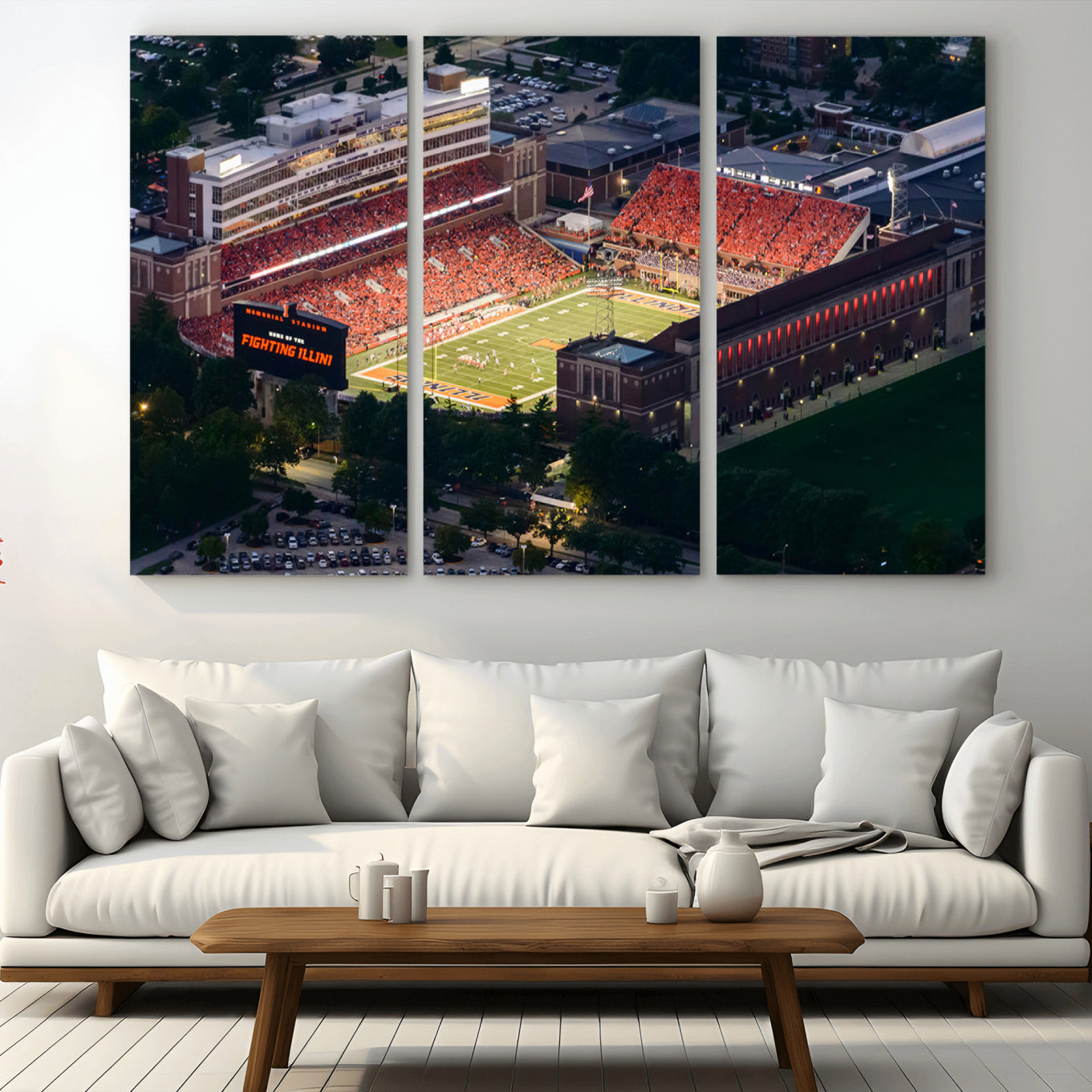 -University of Illinois Fighting Illini Football Team Print - Champaign Illinois Memorial Stadium