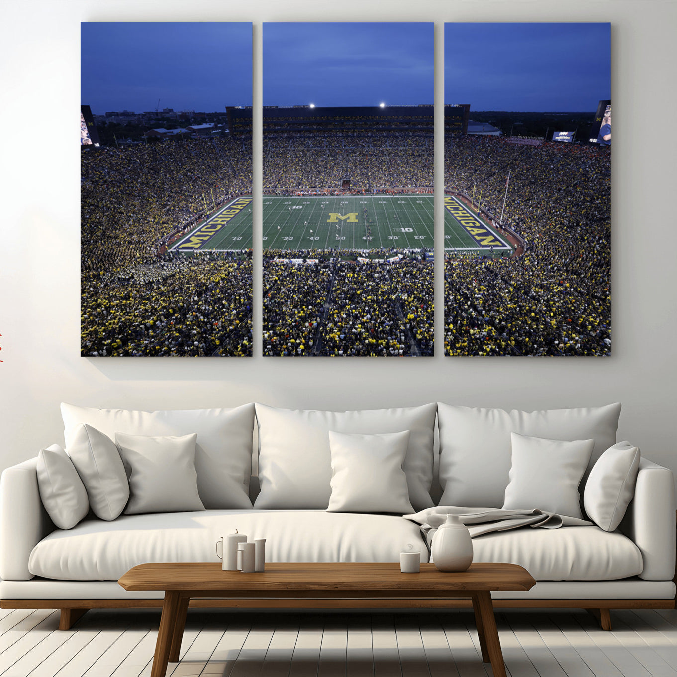 -University of Michigan Wolverines Football Team Print - Ann Arbor Michigan Stadium Wall Art Canvas