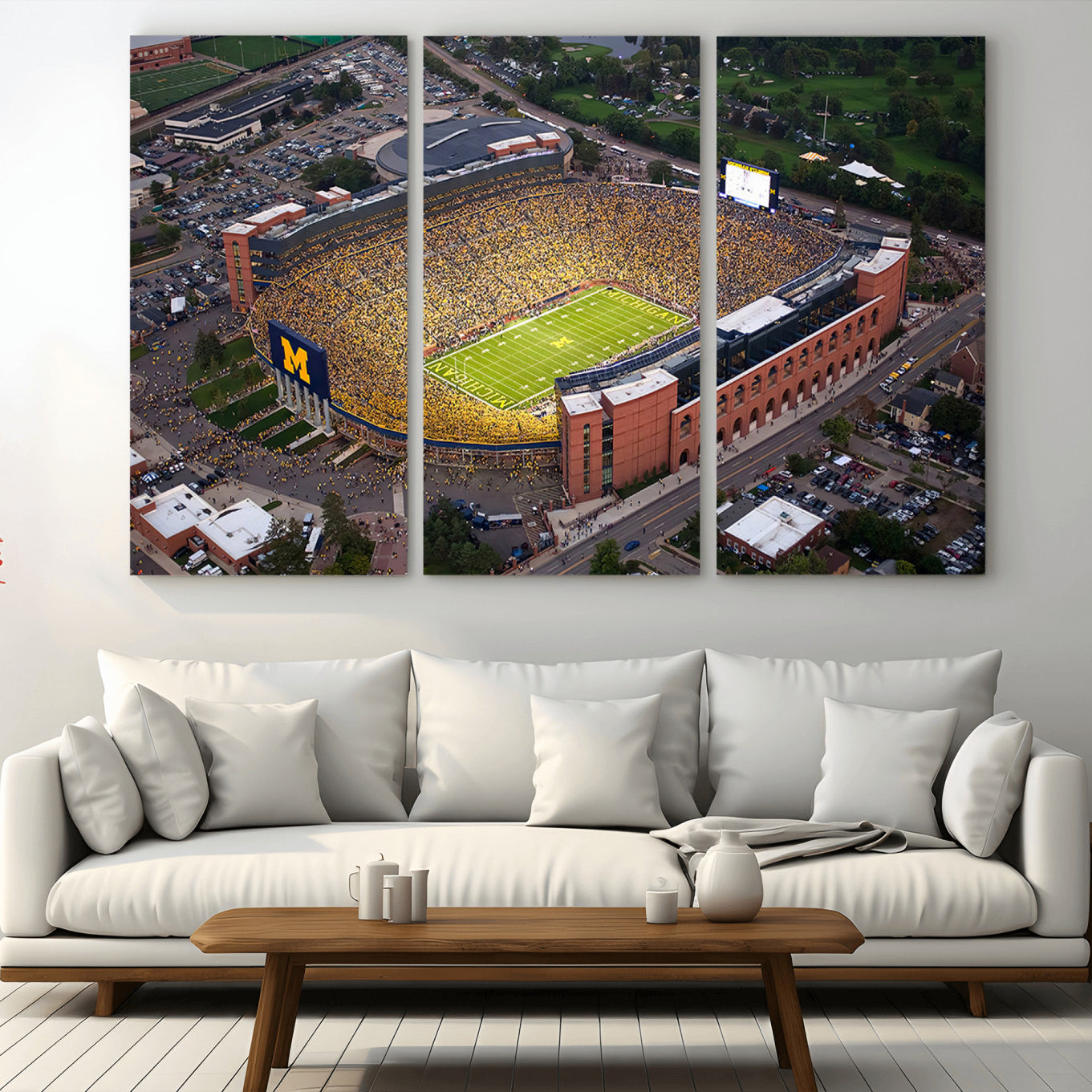 95248-MGV-CV-36X24-University of Michigan Wolverines Football Team Print - Ann Arbor Michigan Stadium Wall Art Canvas