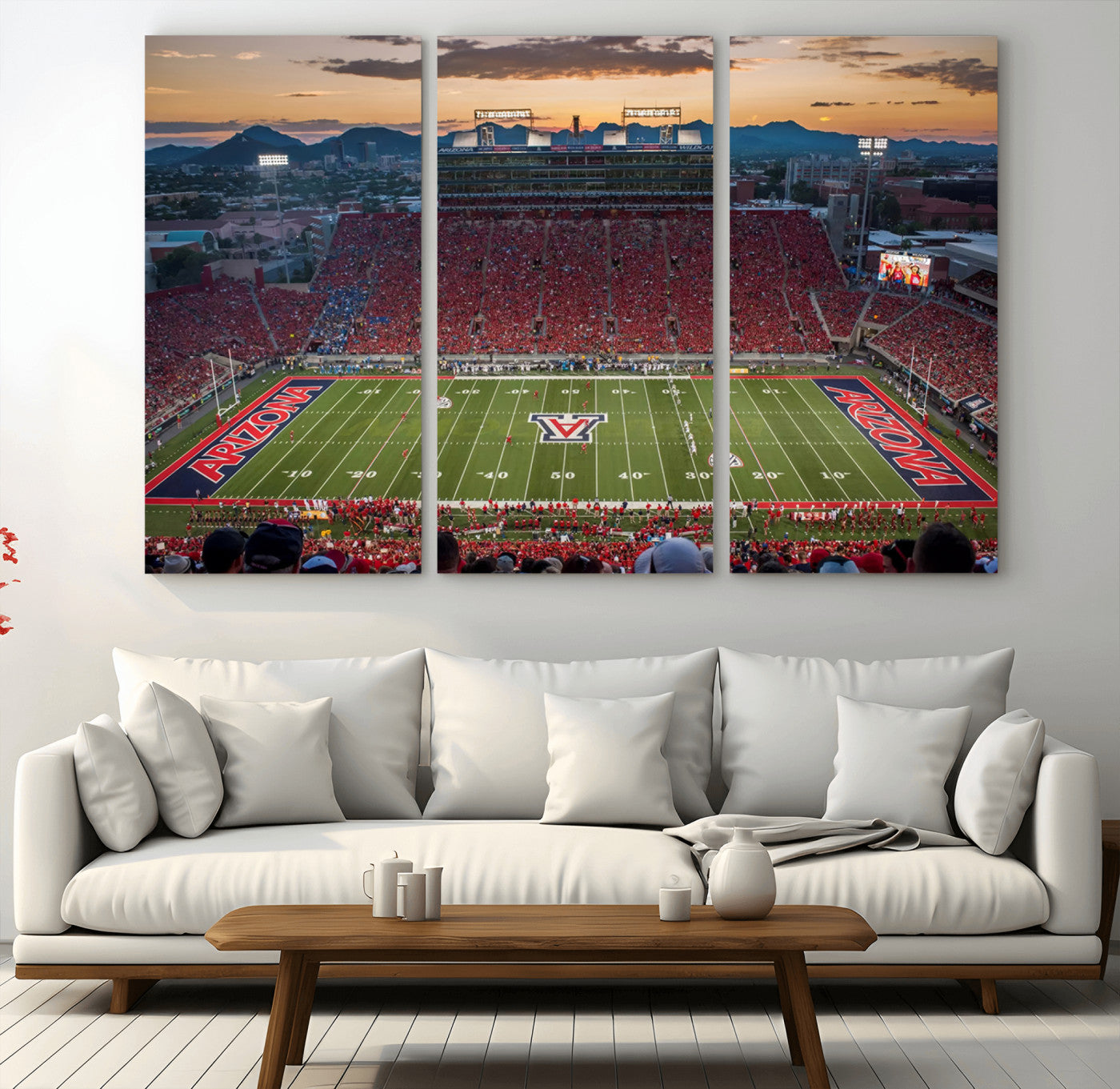 99722-MGV-CV-48X32-3P-Framed Arizona Wildcats Football Team Print - Tucson Arizona Stadium Wall Art Canvas Print