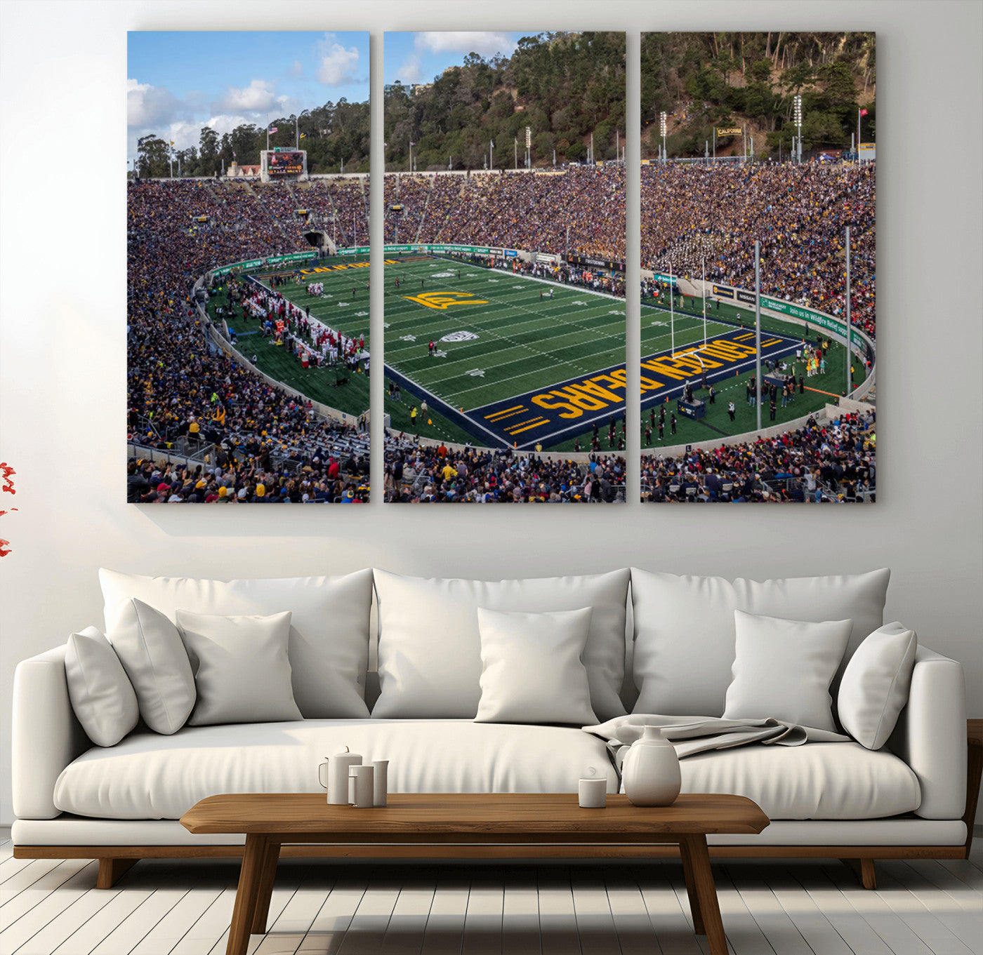 38054-MGV-CV-48X32-3P-University of California Golden Bears Football Team Print - Berkeley California Memorial Stadium Art