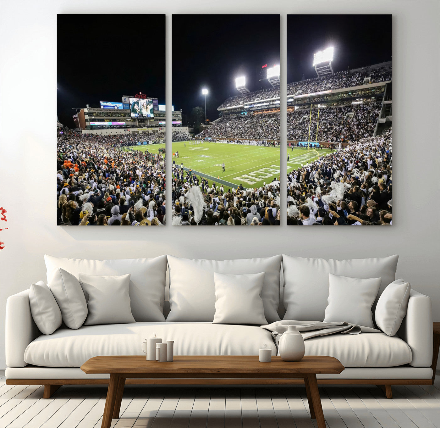 49339-MGV-CV-36X24-Georgia Tech Yellow Jackets Football Team Print - Atlanta Bobby Dodd Stadium Wall Art Canvas Print