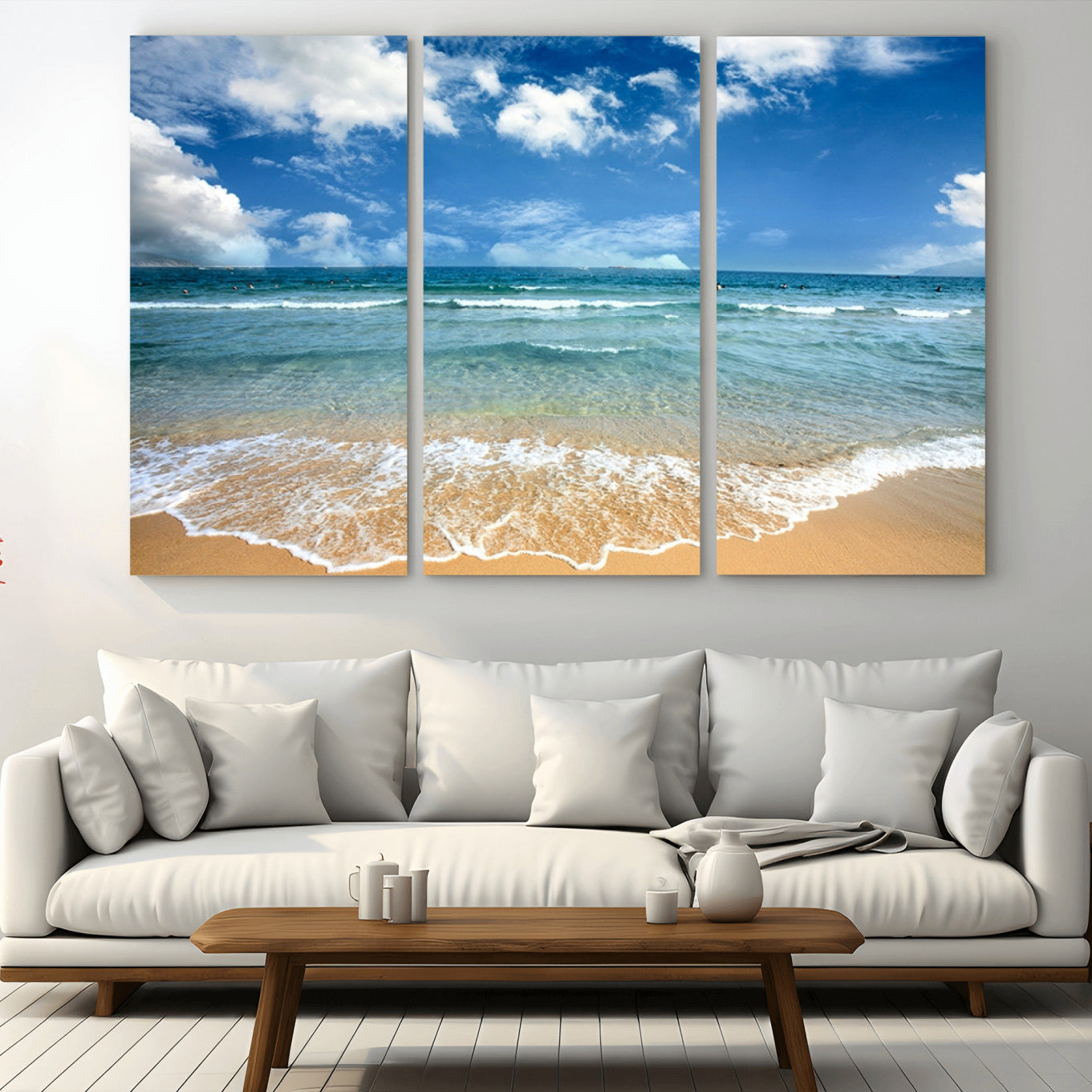 -Sea View From the Beach Canvas Print