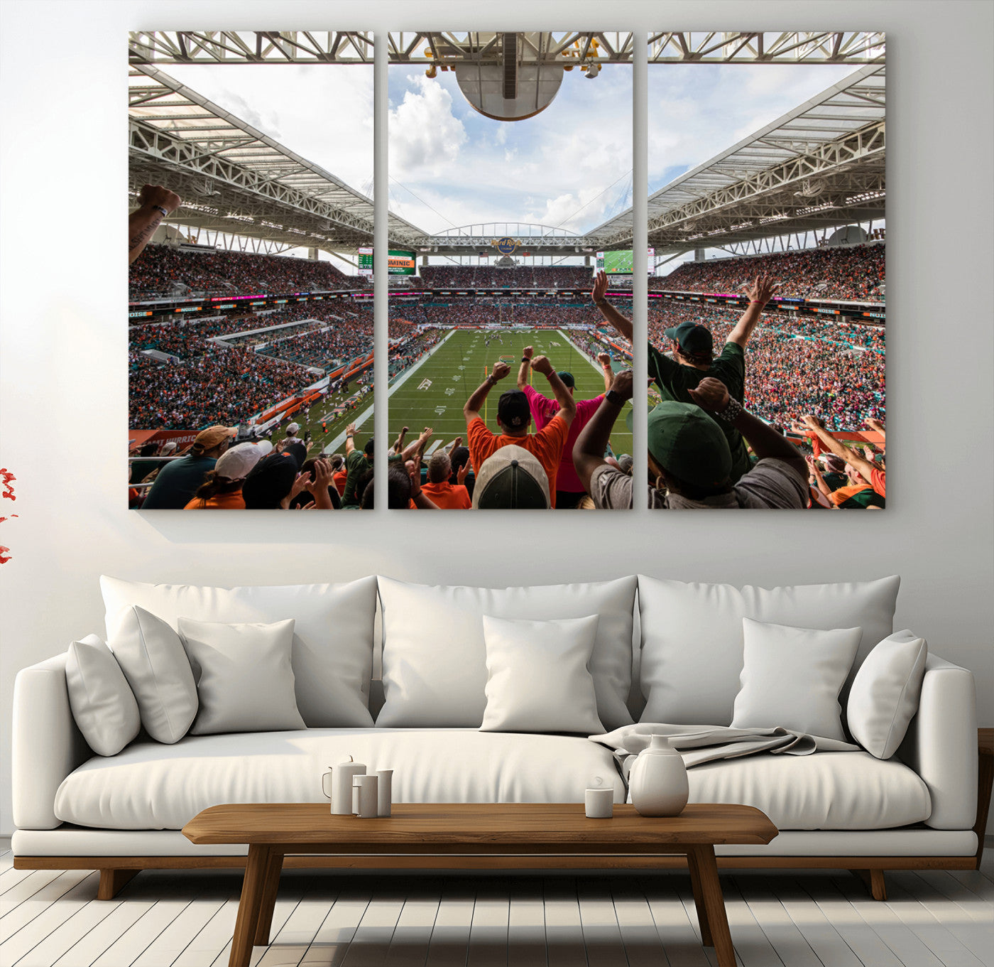 -Miami Hurricanes Football Team Wall Art Print - Miami Hard Rock Stadium Wall Art Canvas Print