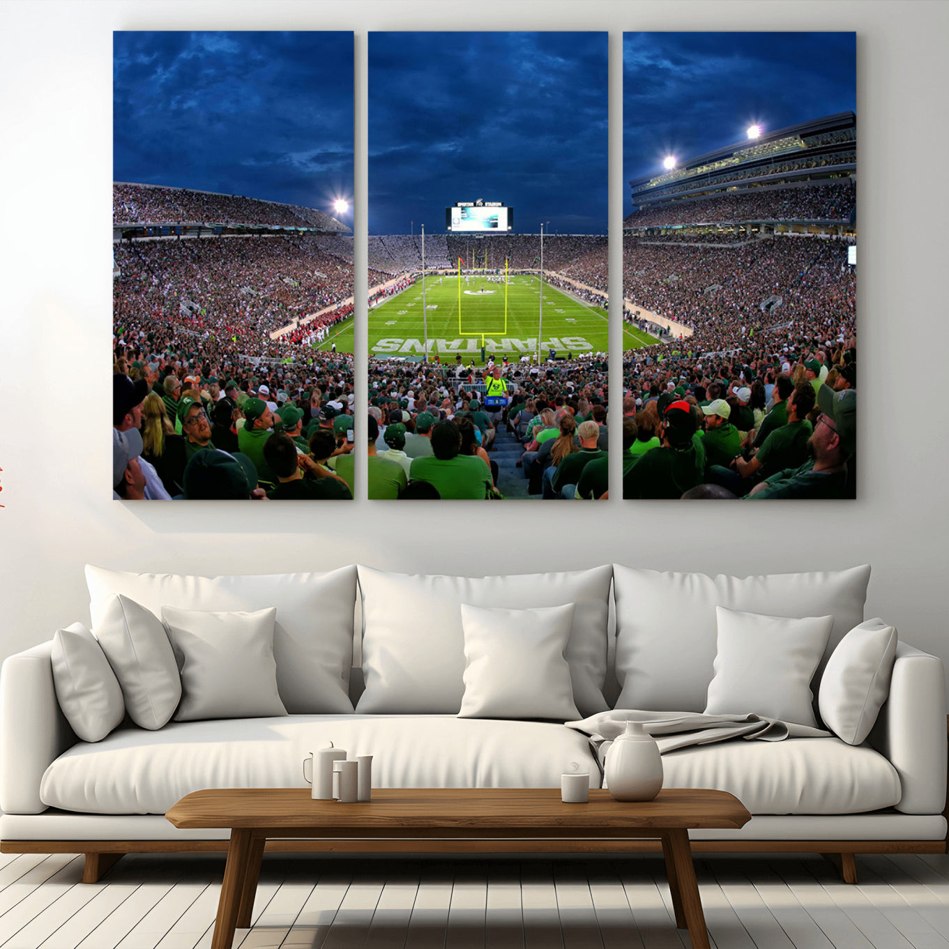 -Michigan State Spartans Football Team Print - East Lansing Spartan Stadium Wall Art Canvas Print