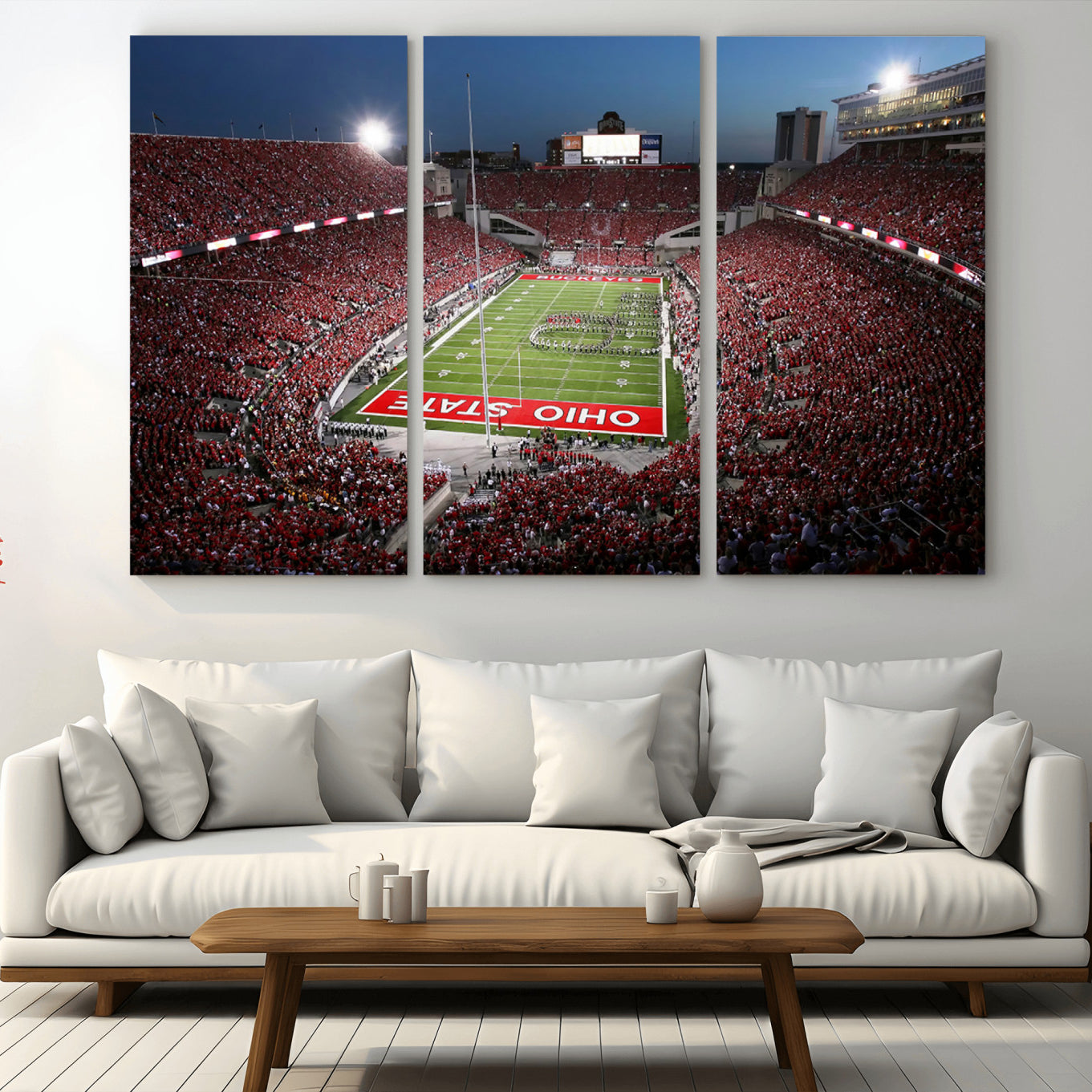98743-MGV-CV-36X24-Ohio State University Buckeyes Football Team Print - Columbus Ohio Stadium Wall Art Canvas Print