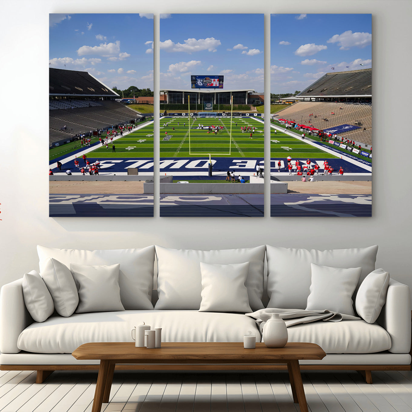 -Rice University Owls Football Team Print - Houston Rice Stadium Wall Art Canvas Print