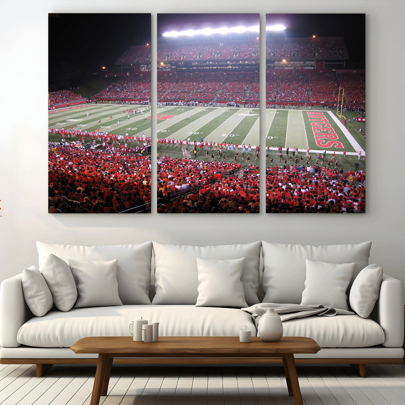 -Rutgers University Scarlet Knights Football Team Print - Piscataway SHI Stadium Wall Art Canvas