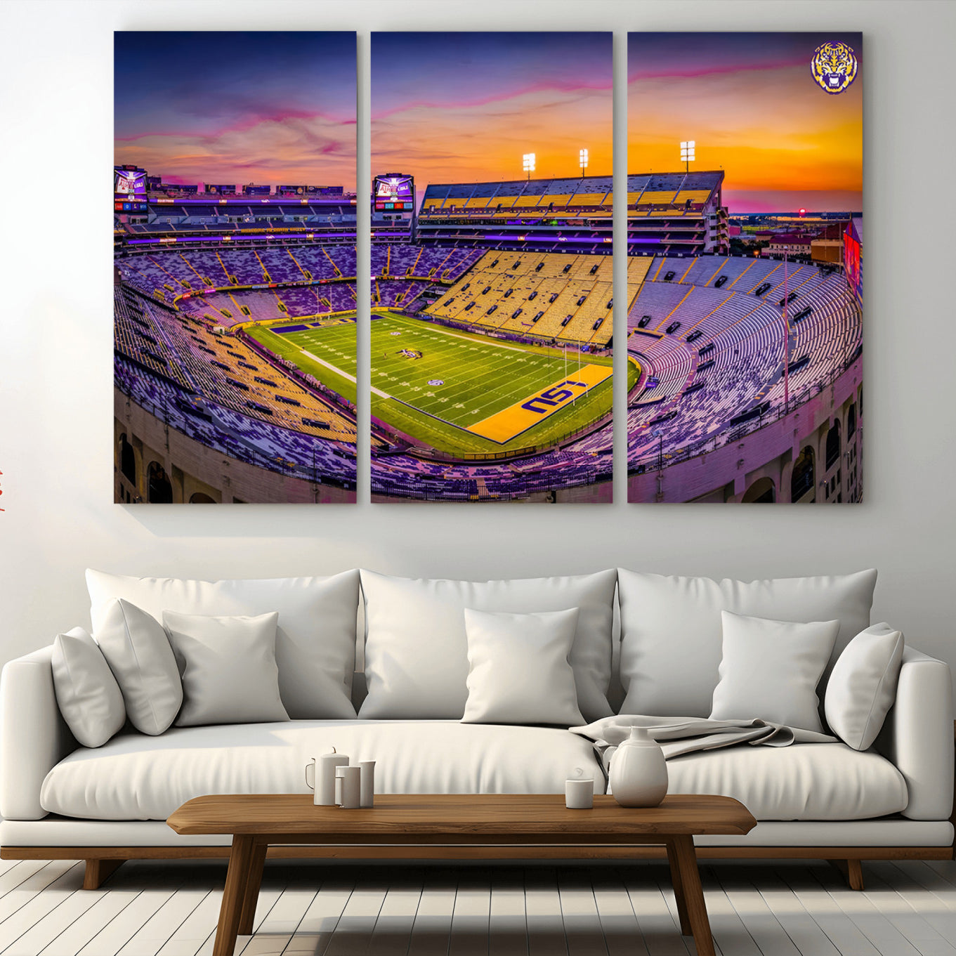 93538-MGV-CV-36X24-The Louisiana State University Tigers Football Team Print - Baton Rouge Tiger Stadium Wall Art