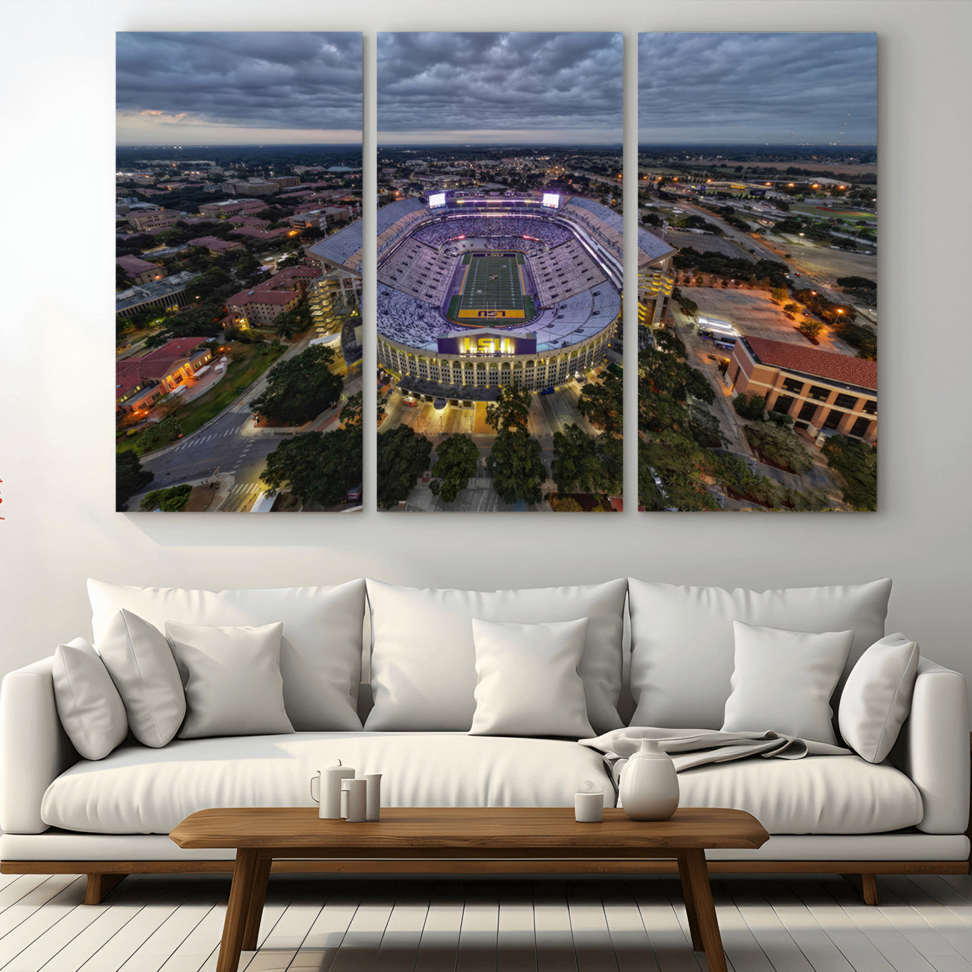 -The Louisiana State University Tigers Football Team Print - Baton Rouge Tiger Stadium Wall Art