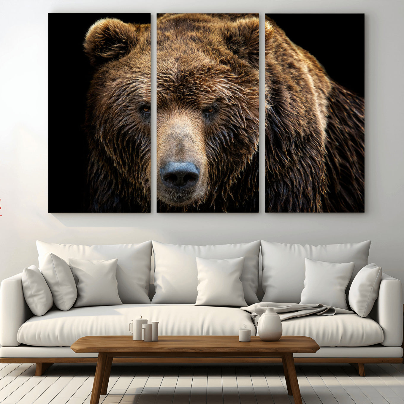 -Grizzly Brown Bear Canvas Wall Art, Wildlife Animal Canvas Artwork Bear Print, Bear Wall Art Print,