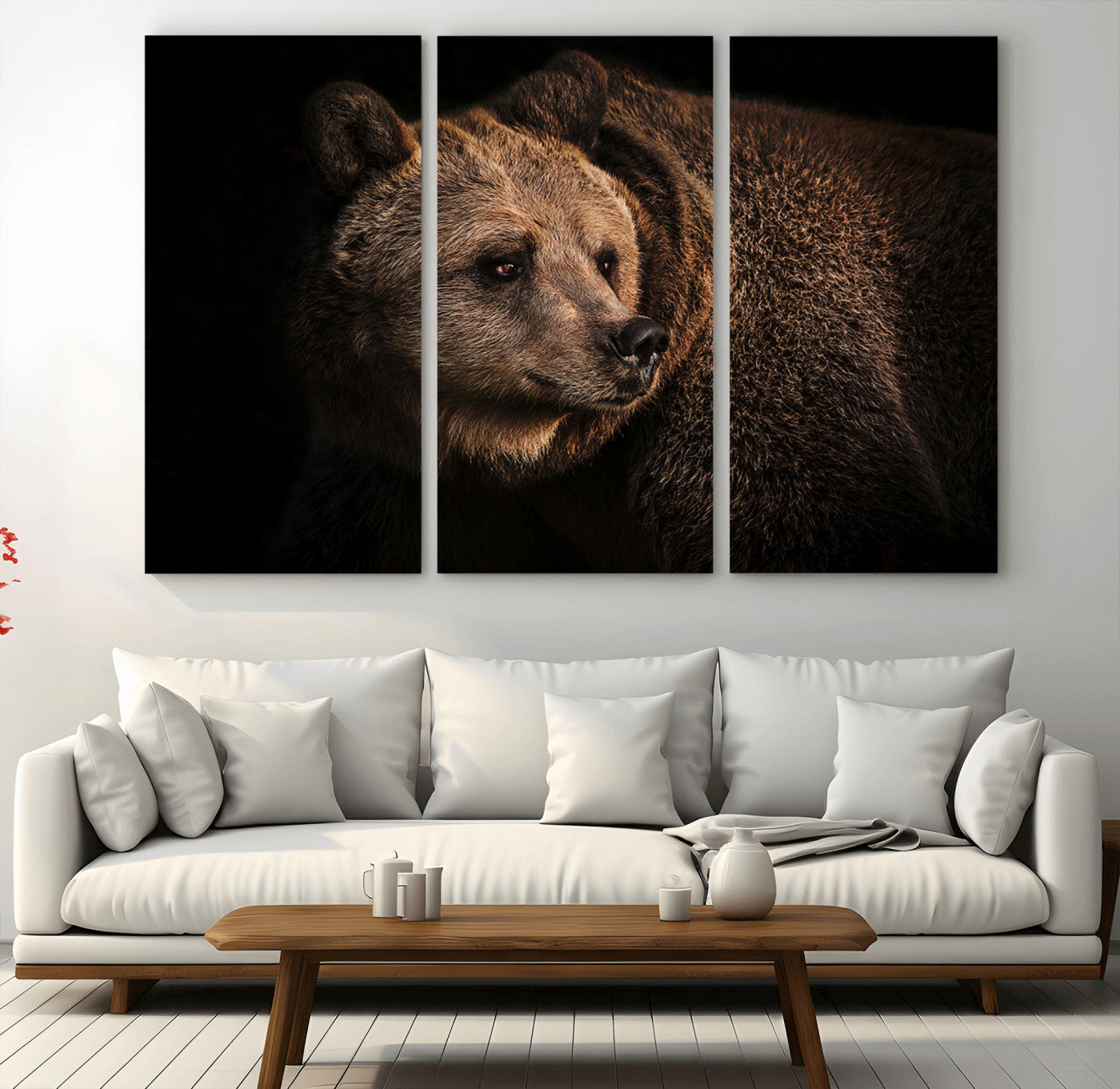 67744-MGV-CV-36X24-Wild Grizzly 399 Bear Canvas Wall Art Print, Bear Animal Canvas Artwork Print, Black Bear Wall Art