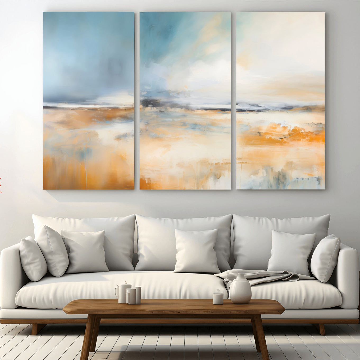 guzelmis-sharpen-MGV-CV-36X24-Abstract Landscape Wall Art Canvas Print - Warm Tones of Orange and Blue, Modern Framed Art for Home
