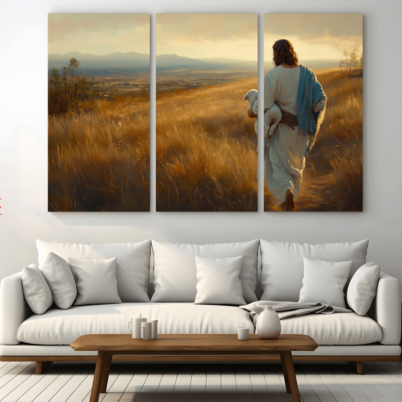 -Jesus the Good Shepherd Wall Art Canvas Print - Inspirational Christian Religious Print for Prayer