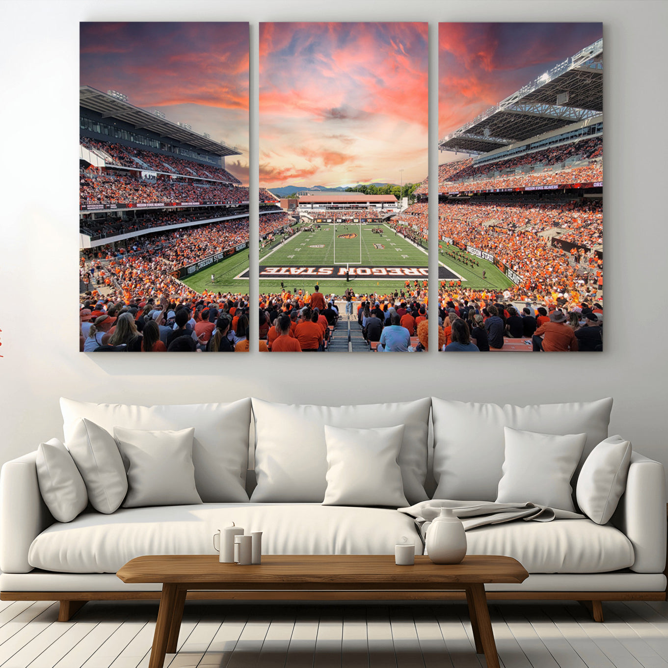 -Oregon State Beavers Football Team Print - Corvallis Reser Stadium Wall Art Canvas Print