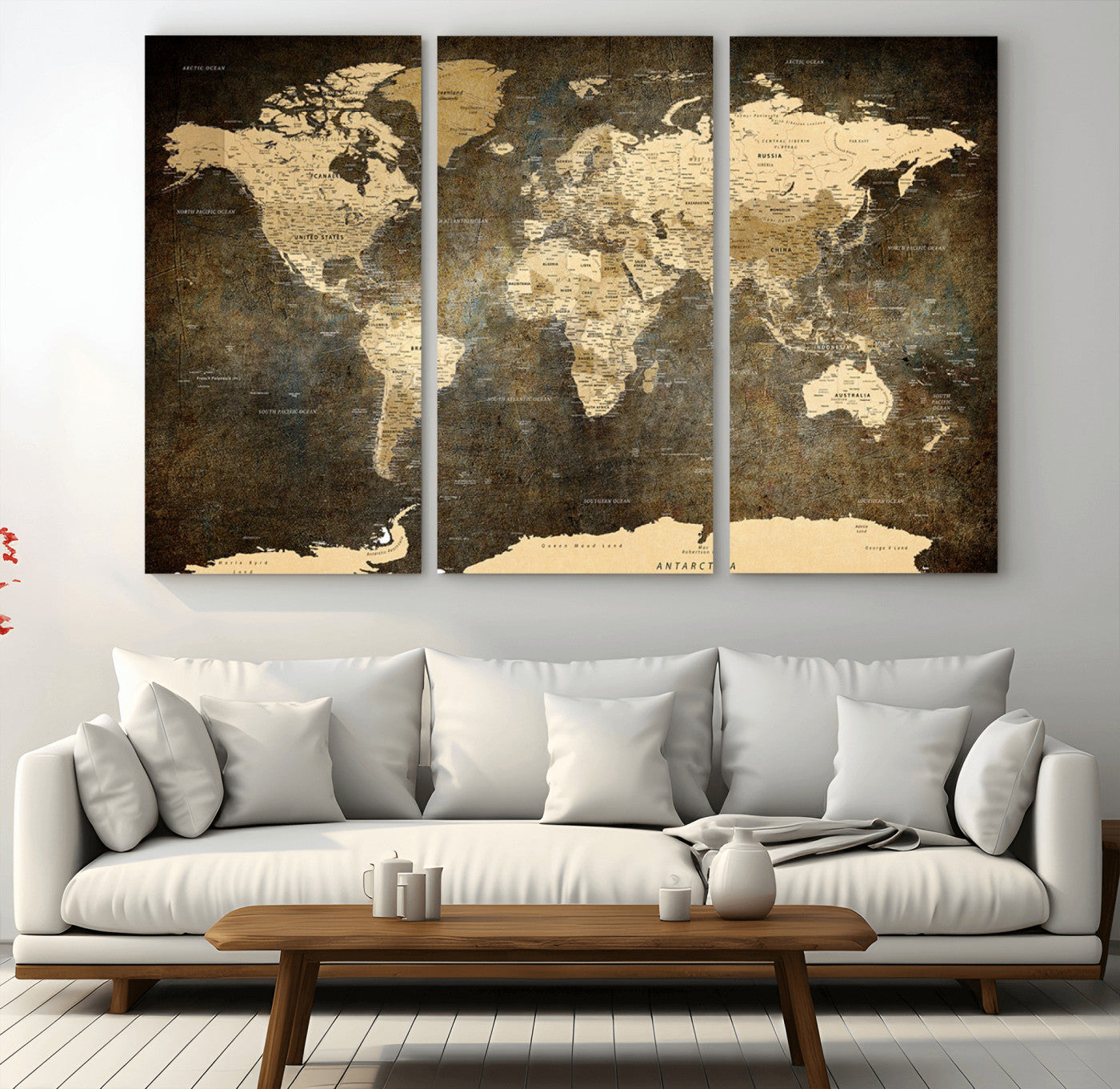 28268-MGV-CV-36X24-Push Pin World Map Canvas Print – Travel Tracker Wall Art for Couples, Perfect Anniversary Gift for Home or Office Decor