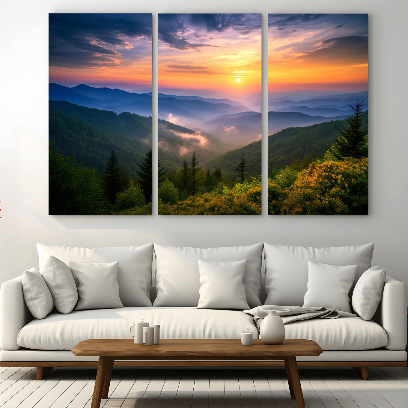 -Majestic Mountain Sunrise Print | Landscape Wall Art | Canvas Print Ready to Hang | Farmhouse Wall