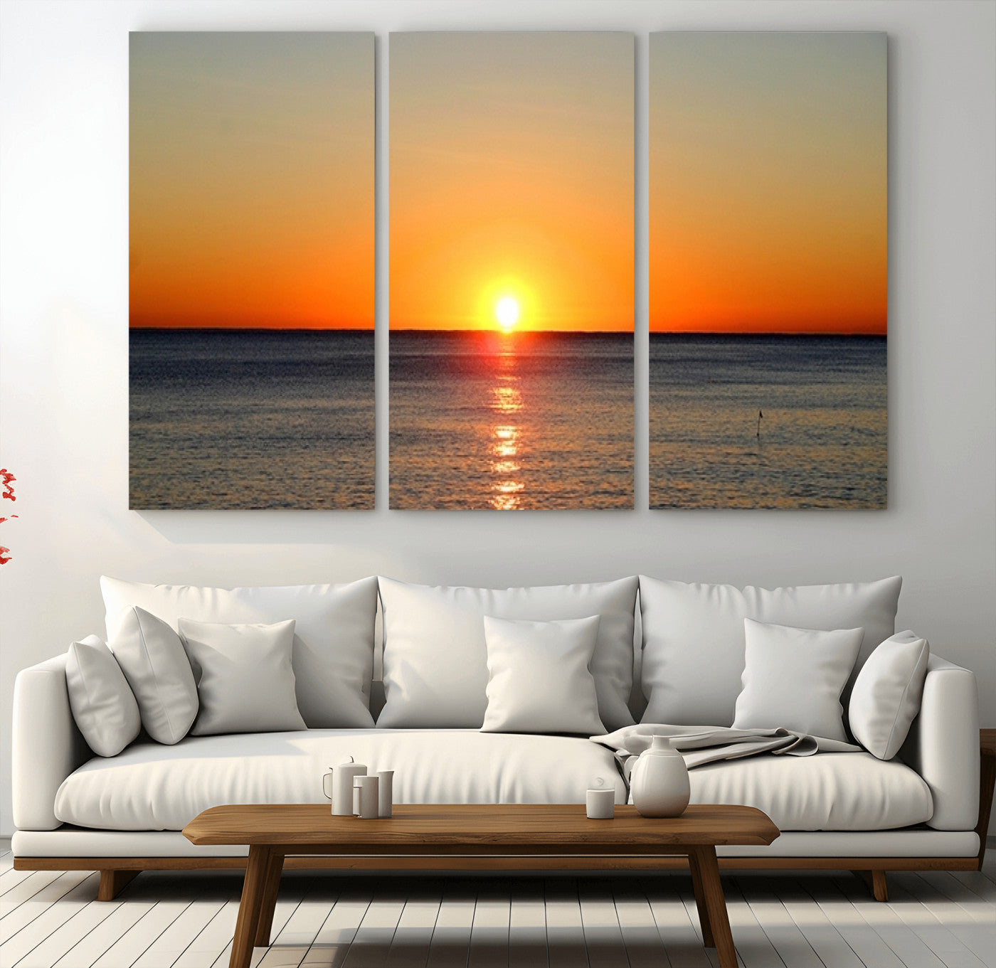 54676-MGV-CV-36X24-Golden Horizon Sunset Over Ocean Wall Art Canvas Print – Tropical Beach Canvas Wall Art – Giclee